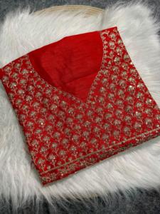 Sari de tela de seda Rangoli exclusivo de diseñador de Bollywood indio, última moda de exportación Seqnce Work, ropa de fiesta nupcial de Color azul - Product Image 5