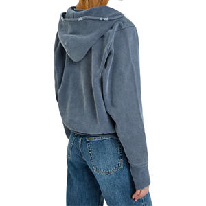 เสื้อฮู้ดดี้ผู้หญิงสั่งทำขายส่ง สไตล์วินเทจ ลุคทำเก่า แบบสวมหัว ผ้าเทอร์รี่ฟลีซ ขอบดิบ ปักตรา รับผลิตตามแบบ (OEM) เสื้อผ้าขายส่งจำนวนมาก - Product Image 3