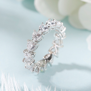 แหวนเงินแท้ทรงคลาสสิคประดับเพชรซิคอนรูปหัวใจ สำหรับวันครบรอบ - Product Image 6