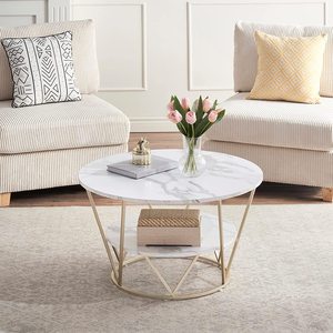 Fabuleux design table basse de salon en marbre et laiton doré dessus en marbre métal laiton meubles aspect royal à vendre - Product Image 4