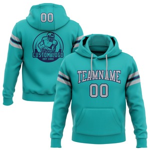 Custom Stitched Aqua Grey-Navy Football Pullover Sudadera con capucha - Product Image 1