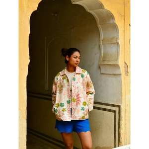 Chaqueta Corta de Algodón Grueso con Bordado Floral para Mujer, Estilo Bohemio, Estampado Étnico Pastel, Ropa Exterior para Otoño e Invierno - Product Image 2