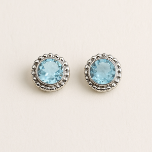 Pendientes de tuerca con topacio azul natural de moda al por mayor, chapados en rodio, de plata de ley, para compromiso, boda, aniversario, regalo - Product Image 4