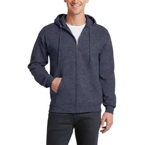 Sudadera con capucha de algodón tejido de talla grande para hombre, estilo jersey con cremallera, cuello con capucha, venta al por mayor - Product Image 2