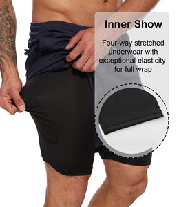 Pantalones Cortos Deportivos de Compresión a Rayas para Hombre con Logotipo Personalizado, Pantalones Cortos de Gimnasio de Secado Rápido con Bolsillo, Transpirables para Correr y Hacer Ejercicio - Product Image 3