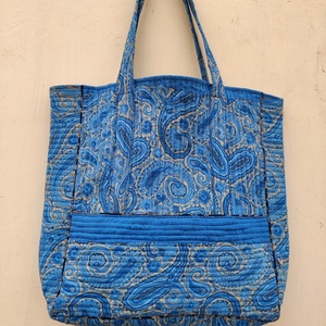 Bolsa de Mano Acolchada de Algodón Hecha a Mano para Mujer, Grande, Ecológica, Reversible, para la Playa, Fiestas, Estilo Indio, para Compras - Product Image 1