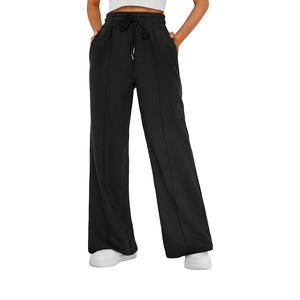 Pantalons de jogging pour femmes à taille haute, amples, décontractés, à jambes larges, avec cordon de serrage, élastiques, pantalons de sport - Product Image 4