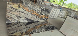 Losa de Granito Rojo de Diseño, Pulida, con Patrón de Vetas Blancas y Negras Dramáticas, Piedra Natural de Lujo para Pisos de Villas, Comedores y Apartamentos - Product Image 4