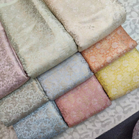 Tissu Jacquard Brocart de Haute Qualité pour Robes de Mariée Fille, Tapisserie, Design Tricoté Élégant, Fil Doré/Argenté Brillant