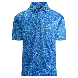 Chemises de golf pour hommes personnalisées en gros, séchage rapide, respirantes, manches courtes, motif uni, tissu tricoté 220g polyester/coton, OEM - Product Image 1