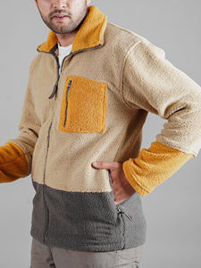 Nueva llegada de los hombres de estilo de calle de invierno al aire libre sudadera chaqueta de lana Polar bordado capucha frontal bolsillos con cremallera completa - Product Image 4