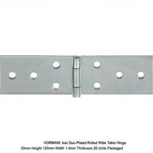 VORMANN Steel Blue Zinc-Plated Rolled Wide <b>Table</b> <b>Hinge</b> 33mm Height 120mm Width 1.4mm Thickness 20 Units Packaged - Product Image 3