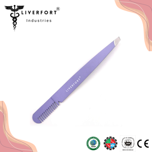 Pinzas profesionales de acero inoxidable para cejas, Color rosa, Punta inclinada, astilla, depilación encarnada, belleza Facial - Product Image 6