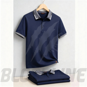 Polo de Manga Corta para Hombre Bloodline, Color Sólido, Tejido de Punto, Secado Rápido, Corte Regular, Marrón - Product Image 1