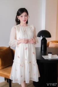 High Quality Summer Maternity Dress Anti-Shrink Soft Sweat-Absorbent Fabric Comfortable to Wear in Vietnam-V1167 - Product Image 4