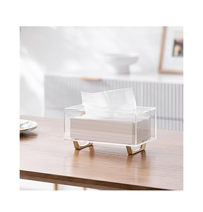 Caja de pañuelos de acrílico transparente multifunción para caja de pañuelos de latón y acrílico transparente de tamaño personalizado - Product Image 2