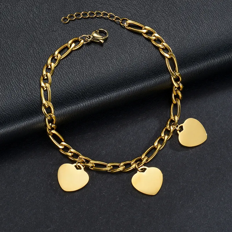 Wasserdichtes 18K-Gold plattiert Herz-Scharm Freundschaft-Armbänder individuelle Lasering Herz-Scharm-Armband Müttertag Schmuck Geschenke