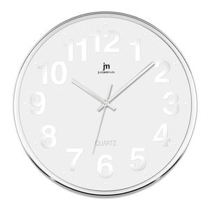 Horloge murale décorative en plastique quartz 35,5 cm, mouvement silencieux blanc, design 3D JUSTAMINUTE 00816B - Product Image 2