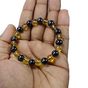 Citrine jaune et perles rondes en hématite Bracelet en cristal bijoux de mode pour hommes et femmes cadeau d'amélioration de l'énergie de Style Feng Shui - Product Image 3