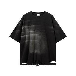 Summer Top Selling 100% Cotton Jersey Distressed <b>Acid</b> Wash T-Shirts with Oversized Blank Wholesale <b>Drop</b> Shoulder Men's T-Shirts - Product Image 1