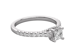 Bague en diamant taille princesse de qualité supérieure, cultivé en laboratoire, certifié IGI, plaqué or 14 carats, blanc D.E. Style unisexe classique minimaliste et coloré - Product Image 4