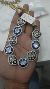 Elegant Gold Toned Brass Kundan Necklace with Pear Shaped Stones & Pearl <b>Drops</b> <b>Bridal</b> Jewelry for Festive Glamour - Product Image 6