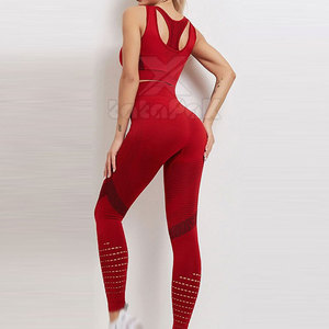 Ensemble de yoga pour femme au style unique et confortable - Le plus vendu, léger, taille élastique unie, 2 pièces, taille haute, respirant, devant uni - Product Image 4