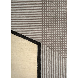 Tapis en laine noué à la main Aiwl-3069 ivoire, motif géométrique, pour salon, décoration intérieure, design rectangulaire pour couloir - Product Image 3