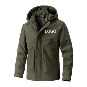 Chaqueta de lluvia de estilo urbano de Otoño de talla grande personalizada para hombre impermeable de nailon recubierto de poliéster con capucha lavada de corte holgado de talla grande - Product Image 4