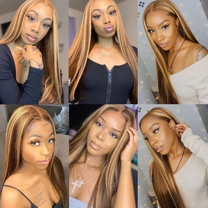 Venta al por mayor de <span class=keywords><strong>pelo</strong></span> brasileño crudo resaltar Color marrón pelucas de cabello humano encaje Frontal 100% cabello humano pelucas sin pegamento para mujeres <span class=keywords><strong>negras</strong></span> - Product Image 6