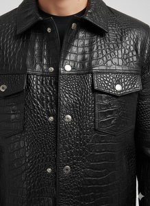 แจ็คเก็ตบอมเบอร์หนังแกะสีดำสำหรับผู้ชายสไตล์สตรีทคอจีนระบายอากาศได้ดีเสื้อแจ็คเก็ตบอมเบอร์สำหรับฤดูหนาว - Product Image 2