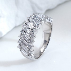 IGI Certified CVD HPHT Lab Grown <b>Emerald</b> Cut Channel Set <b>Ring</b> Sterling Silver Rose Gold Plated Eternity <b>Ring</b> for <b>Men</b> Women - Product Image 6