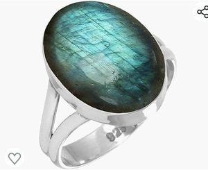 Women's <b>Ring</b> Natural <b>Blue</b> Fire Labradorite Gemstone Bohemian Band Christmas Gift Handmade Jewelry 925 Sterling Silver <b>Ring</b> - Product Image 2