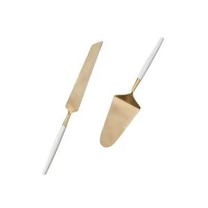 Juego de cuchillos y servidor de pastel de fiesta de cumpleaños de boda de metal superventas de alta exigencia hecho a mano personalizado acabado dorado - Product Image 4