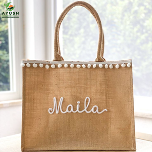 ถุงช้อปปิ้งขนาดเล็กทำจากปอกระเจาและผ้าฝ้าย ถุงช้อปปิ้งขนาดเล็กแบบปรับแต่งได้สำหรับตลาดและห้างสรรพสินค้า - Product Image 5