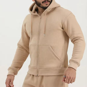 Sudadera con capucha y cremallera de tela suave para hombre, cómoda con cremallera completa Sudadera con capucha, sudadera con capucha de moda informal, ropa deportiva, sudaderas con capucha lisas - Product Image 3