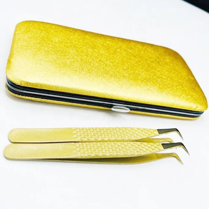 คีมหนีบปลายไฟเบอร์สีทองสีดำด้านสำหรับต่อขนตาแปรงปลายแหลมเพชรอุปกรณ์ต่อขนตา - Product Image 2