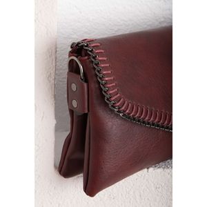 Bolso de Mano y Hombro con Solapa de Punto Borgoña, Estilo Japonés Vintage, Correa de Cuero Genuino, Bohemio, para Verano e Invierno - Product Image 3