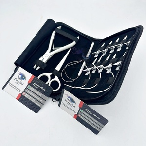 ชุดเครื่องมือต่อผมสีขาว SW-สีเงินแบบมืออาชีพชุดเครื่องมือคีมฉลากแบบกำหนดเองชุดเครื่องมือเข็มสำหรับต่อผม - Product Image 4