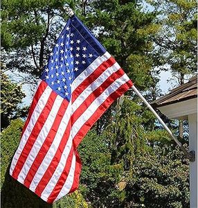 Drapeau américain à manches de 2,5 x 4 pieds, imperméable, pour extérieur, en polyester, étoiles brodées, rayures cousues durables, mât en aluminium - Product Image 6
