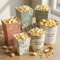 Gobelets à popcorn en kraft avec logo personnalisé, seaux jetables, emballages recyclables pour popcorn