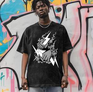 Camisetas Gráficas Vintage Personalizadas, Camisetas de Diseño con Efecto Desgastado, Camisetas de Tallas Grandes, Ropa Urbana Hipster, Corte Holgado, Unisex - Product Image 2