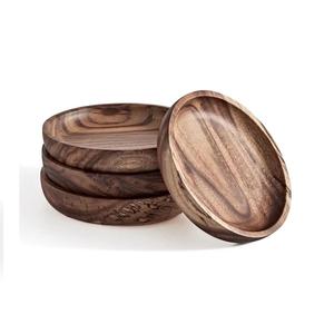 Posavasos de madera de bambú de nogal negro cuadrado clásico, posavasos resistentes al calor de lujo, decoración hecha a mano, duradera para mesa de comedor y oficina - Product Image 4