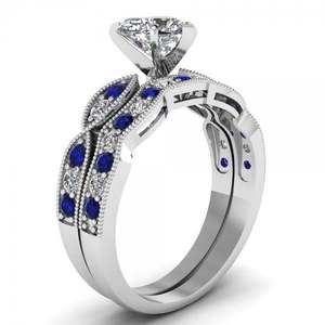 Ensemble de bagues de fiançailles en argent sterling avec coupe cœur et motif Milgrain Jeulia - Product Image 2