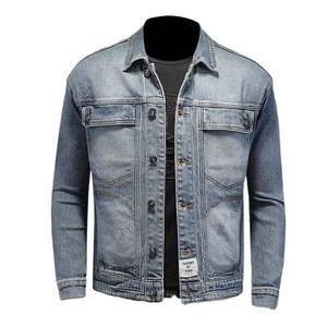 Veste en jean unie personnalisée en gros pour hommes et femmes, style urbain décontracté, haute couture, grande taille, bouton, 100% - Product Image 6