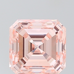 Diamant rose vif fantaisie de laboratoire, taille Asscher, 4,00 carats, symétrie géométrique, clarté VS2, diamant cultivé en laboratoire pour bijoux de luxe - Product Image 1
