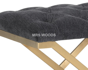 MRS WOODS Pouf moderne <span class=keywords><strong>noir</strong></span> pliable Pouf en velours côtelé doré <span class=keywords><strong>Tabouret</strong></span> pour canapé - Product Image 4