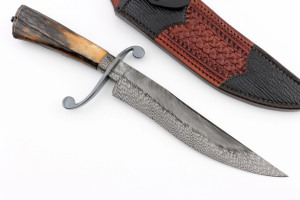 Las mejores ventas Bowie cuchillo al aire libre mango de cuerno San Mai Damasco acero VG10 hoja fija cuchillo de supervivencia hecho a mano grado DIY OEM madera - Product Image 5