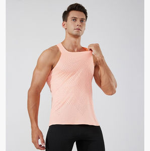 Débardeurs pour hommes personnalisés à succès, séchage rapide, respirant, anti-boulochage, coton élasthanne, col rond, impression sérigraphique OEM sur le devant - Product Image 4