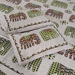 Colorful 100% Cotton 240 TC Jaipuri Print 3-Piece Bedding Set with Pillow <b>Covers</b> (ADB1393) - Product Image 3